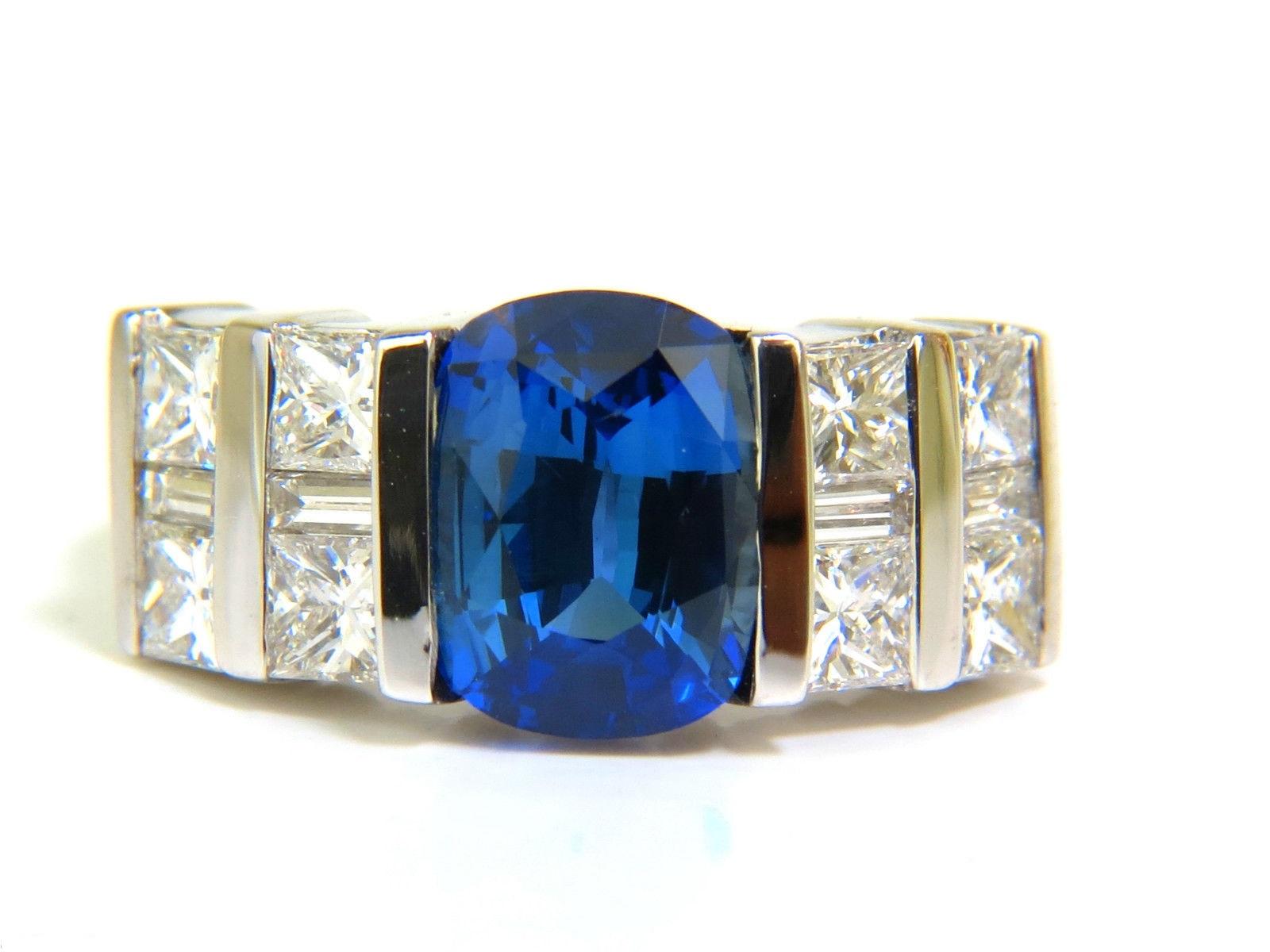 GIA 5.87 Carat Natural Bright Fine Gem Sapphire Diamond Ring For Sale 2