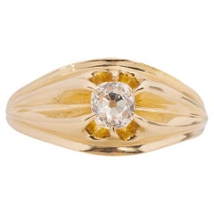 GIA .59 Carat Art Deco Diamond 14 Karat Yellow Gold