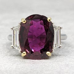 GIA 5.91 ct Natural Unheated Oval Ruby Diamond Ring in Platinum and 18k YG