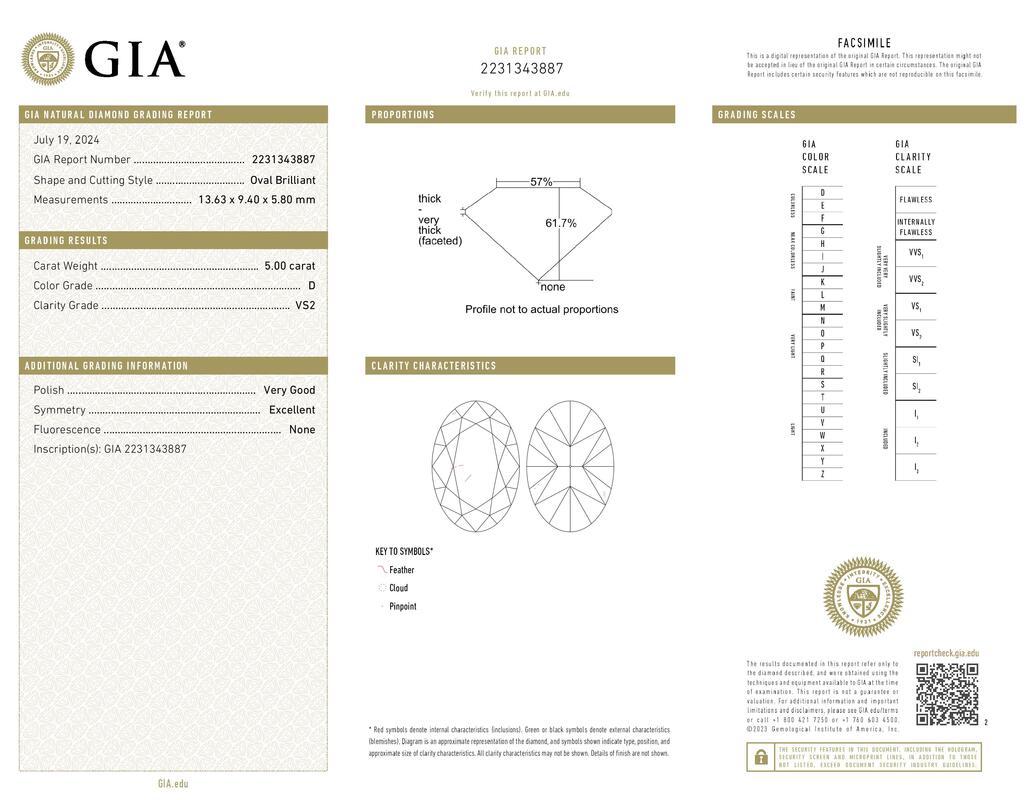 Contemporaneo GIA 5ct Solitario ovale con mezza eternità Anello con diamanti in oro bianco 18 carati in vendita