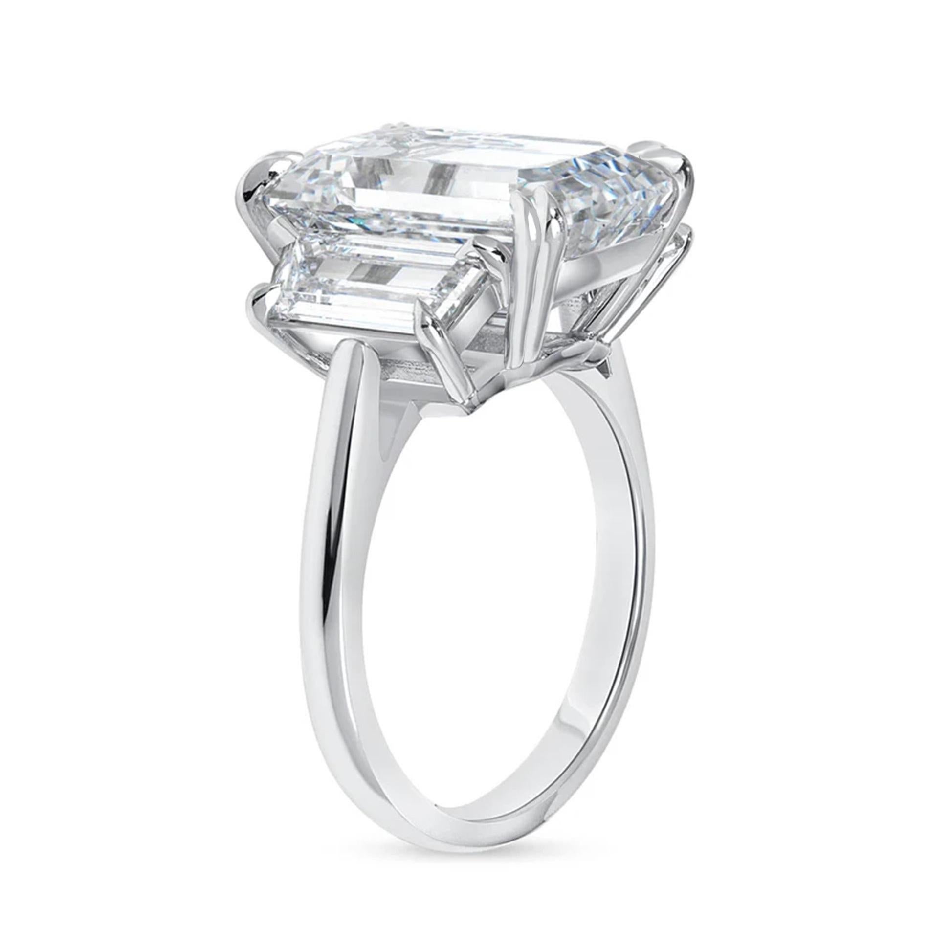This eye-catching 6 ct GIA certified oval cut diamond has perfect F color, a completely eye clean appearance, and gorgeous, lively brilliance! Emerald cuts are one of the most fashionable and sought after diamond cuts, and its elongated shape is