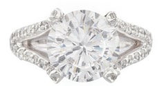 GIA 6 Carat Round Brilliant Cut Diamond Platinum Ring