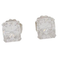 GIA 6 Carat Total Weight White Cushion Diamond Studs in 18k