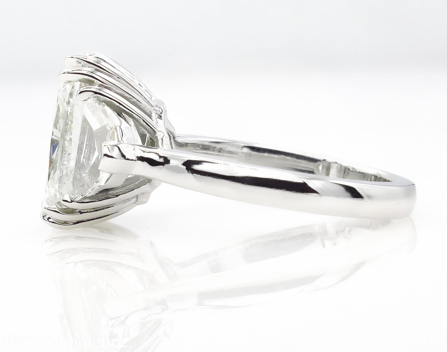 GIA 6.01 Carat Cushion Diamond Three-Stone Engagement Platinum Ring 4