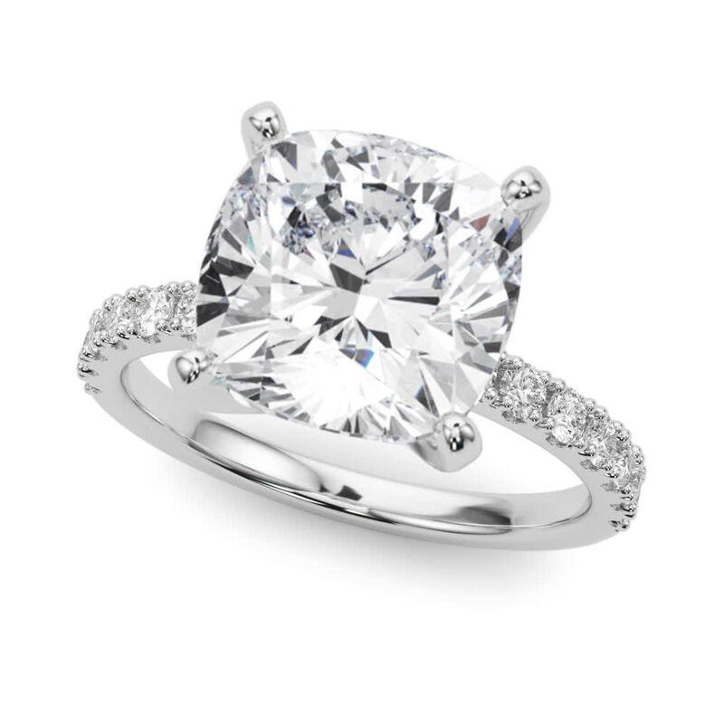 Cushion Cut GIA 6.01ct Cushion Solitaire with Half Eternity 18K White Gold Diamond Ring For Sale