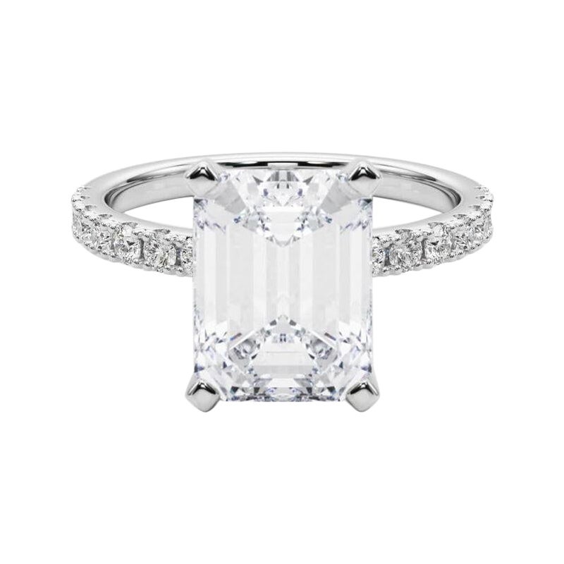 GIA 6,01ct Smaragd Solitär mit halber Ewigkeit 18K Weißgold Diamantring