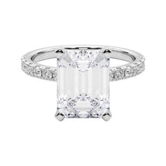 GIA 6,01ct Smaragd Solitär mit halber Ewigkeit 18K Weißgold Diamantring