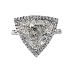 GIA 6.01ct Estate Vintage Trillion Diamond Halo Engagement Weeding Platinum Ring