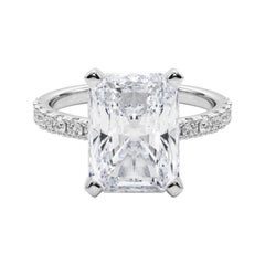 GIA 6.01ct Radiant Solitaire avec Demi-Eternité Bague diamant en or blanc 18K