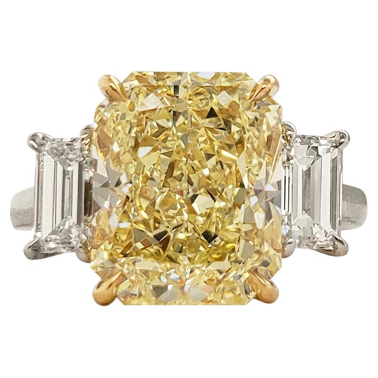 GIA 6 Carat Fancy Yellow Radiant Cut Diamond Engagement Ring in Platinum