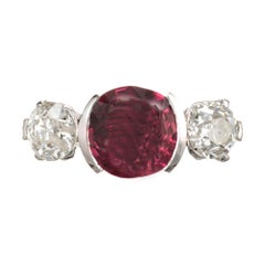 GIA 6.02 Carat Natural Spinel Diamond Platinum Three-Stone Engagement Ring