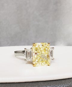 GIA 6 Carat Fancy Yellow Radiant Cut Diamond Engagement Ring in Platinum