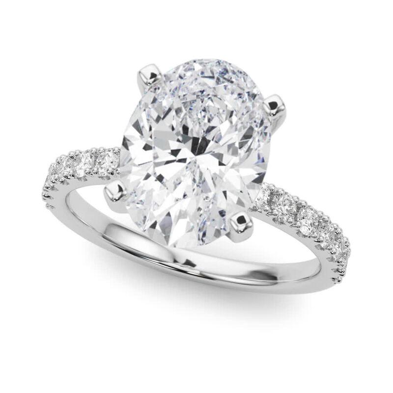 Oval Cut GIA 6.02ct Oval Solitaire with Half Eternity 18K White Gold Diamond Ring For Sale