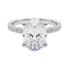 GIA 6.02ct Oval Solitaire with Half Eternity 18K White Gold Diamond Ring