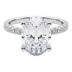GIA 6,02ct Oval Solitär mit halber Ewigkeit 18K Weißgold Diamantring