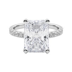 GIA 6.02ct Radiant Solitaire with Half Eternity 18K White Gold Diamond Ring