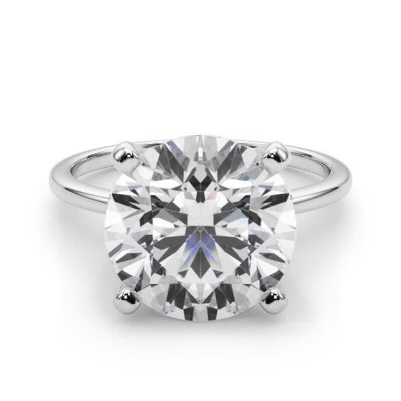 GIA Anillo de diamantes redondo de 6,02 ct en oro blanco de 18 quilates, engastado y solitario
