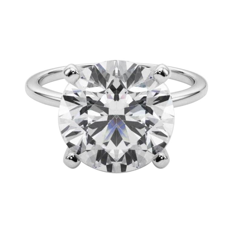 GIA 6,02ct Runde Slim Band Prong Set Solitär 18K Weißgold Diamantring im Angebot