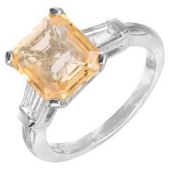GIA 6,04 Carati Arancione Taglio Smeraldo Zaffiro Diamante Anello di fidanzamento in Platino