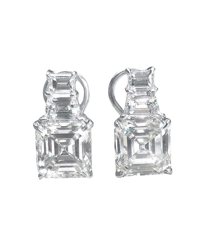 GIA 6,04 Karat Quadratische Smaragd-Diamant-Ohrringe (Moderne) im Angebot