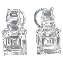 Boucles d'oreilles en diamant émeraude carré de 6,04 carats du GIA