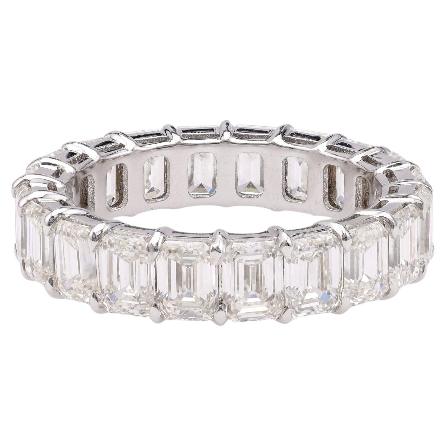 GIA 6.04 Carat Total Weight Diamond 18k White Gold Eternity Band For Sale