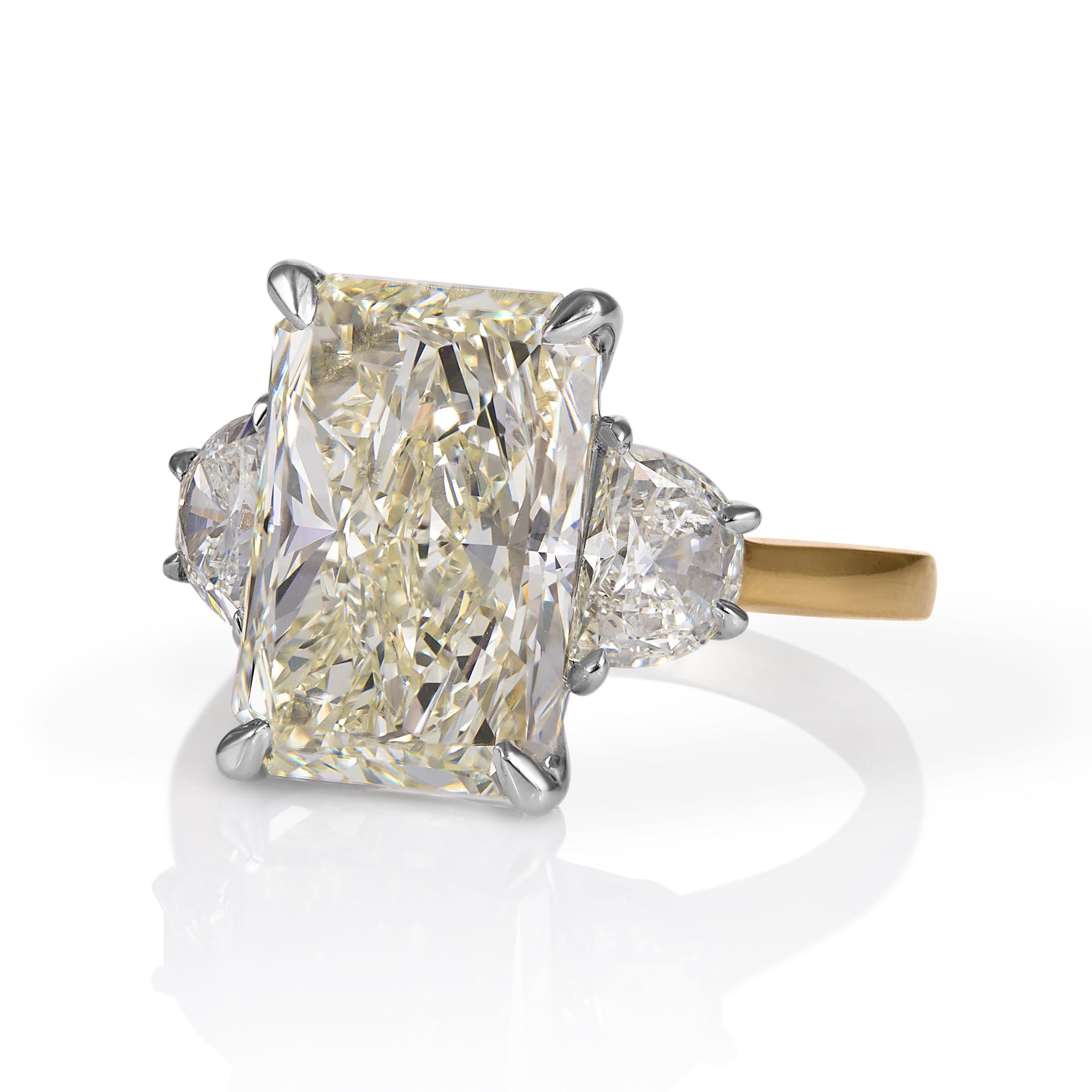 GIA 6.04ct Estate Vintage Radiant Diamond Engagement Wedding 18k Yell Gold Plat In Good Condition In New York, NY