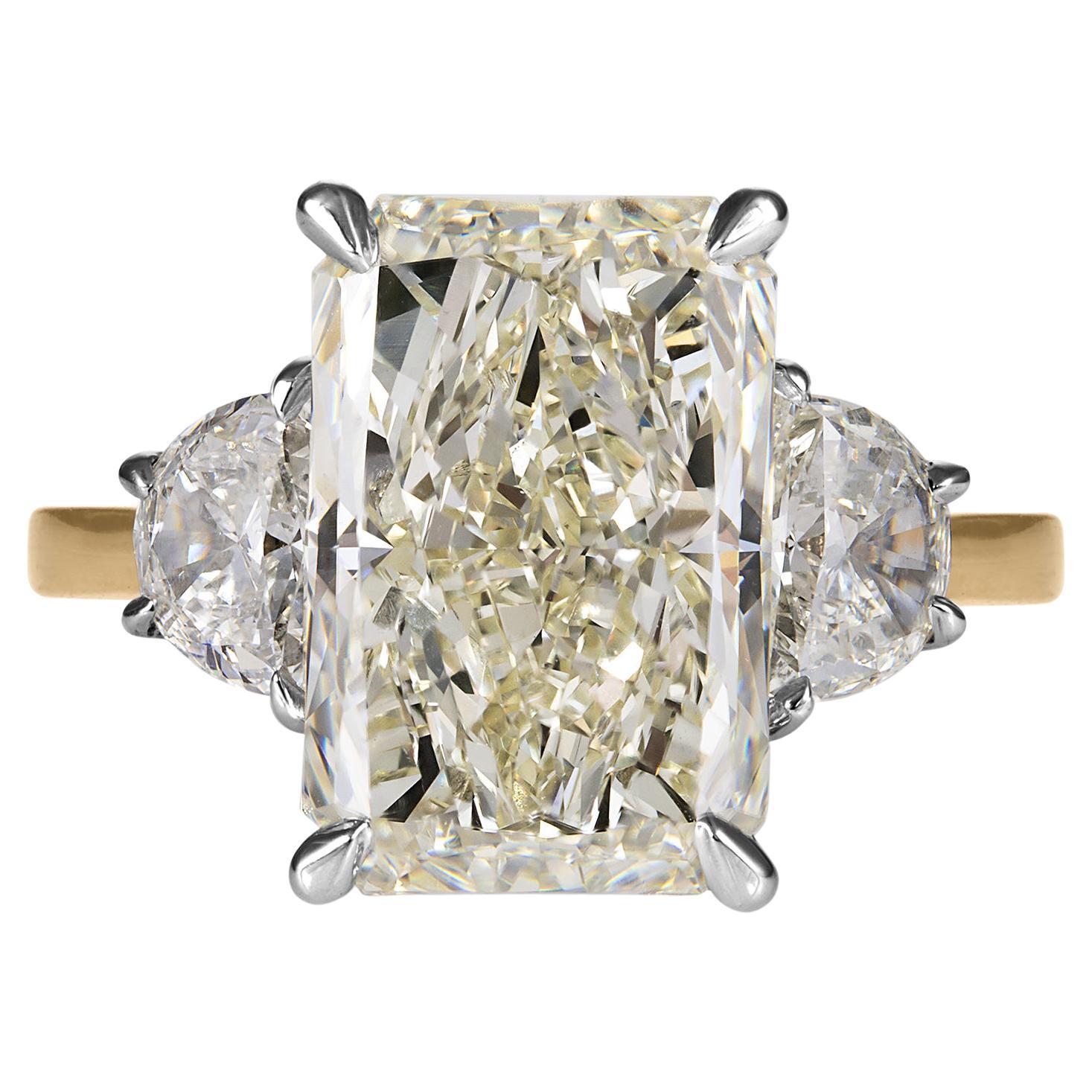 GIA 6.04ct Estate Vintage Radiant Diamond Engagement Wedding 18k Yell Gold Plat