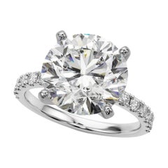 GIA 6,05ct Solitario rotondo con mezza eternità Anello con diamanti in oro bianco 18 carati
