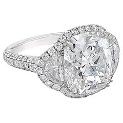 GIA 6.06 Carat Antique Cushion Cut Diamond Engagement Ring