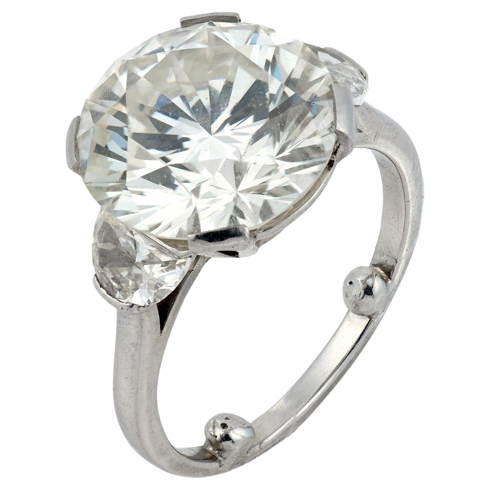 GIA 6.07 carat round brilliant cut diamond platinum engagement ring