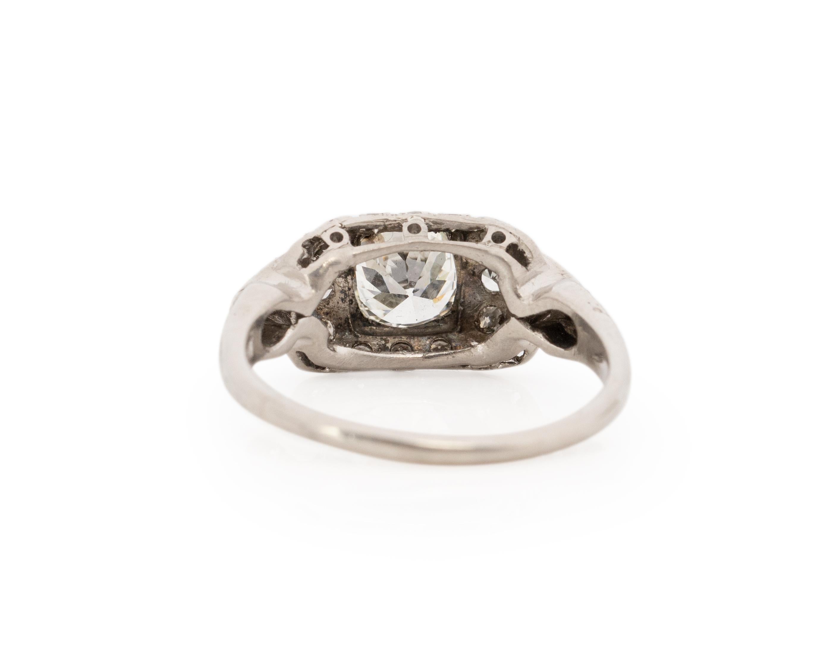 GIA .61 Carat Art Deco Platinum Engagement Ring In Good Condition For Sale In Atlanta, GA