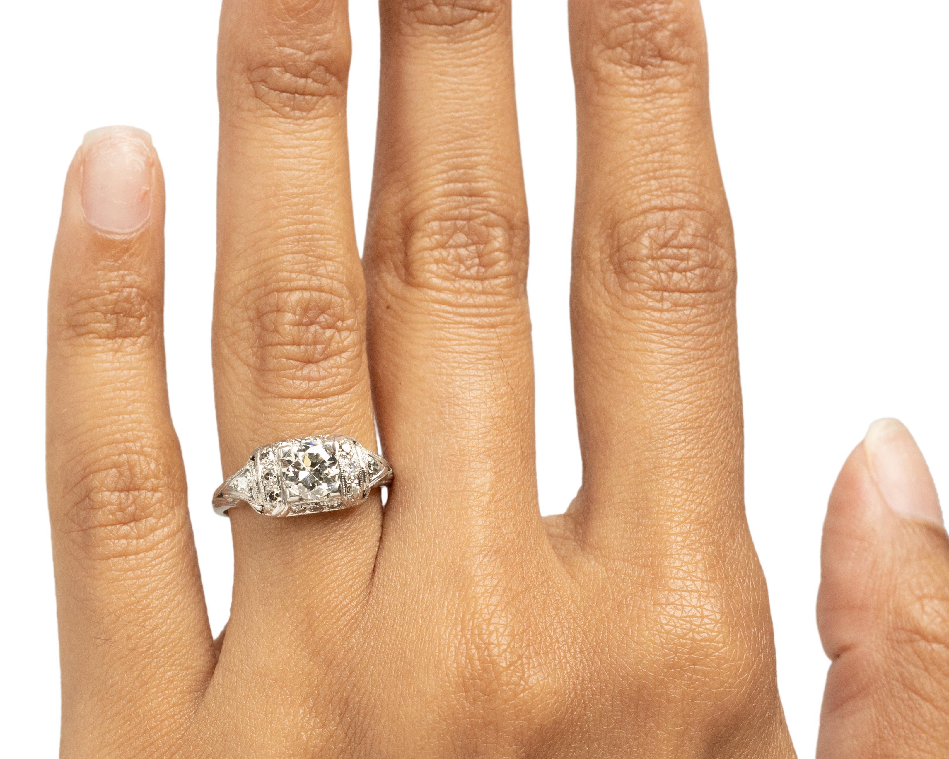 Women's GIA .61 Carat Art Deco Platinum Engagement Ring For Sale