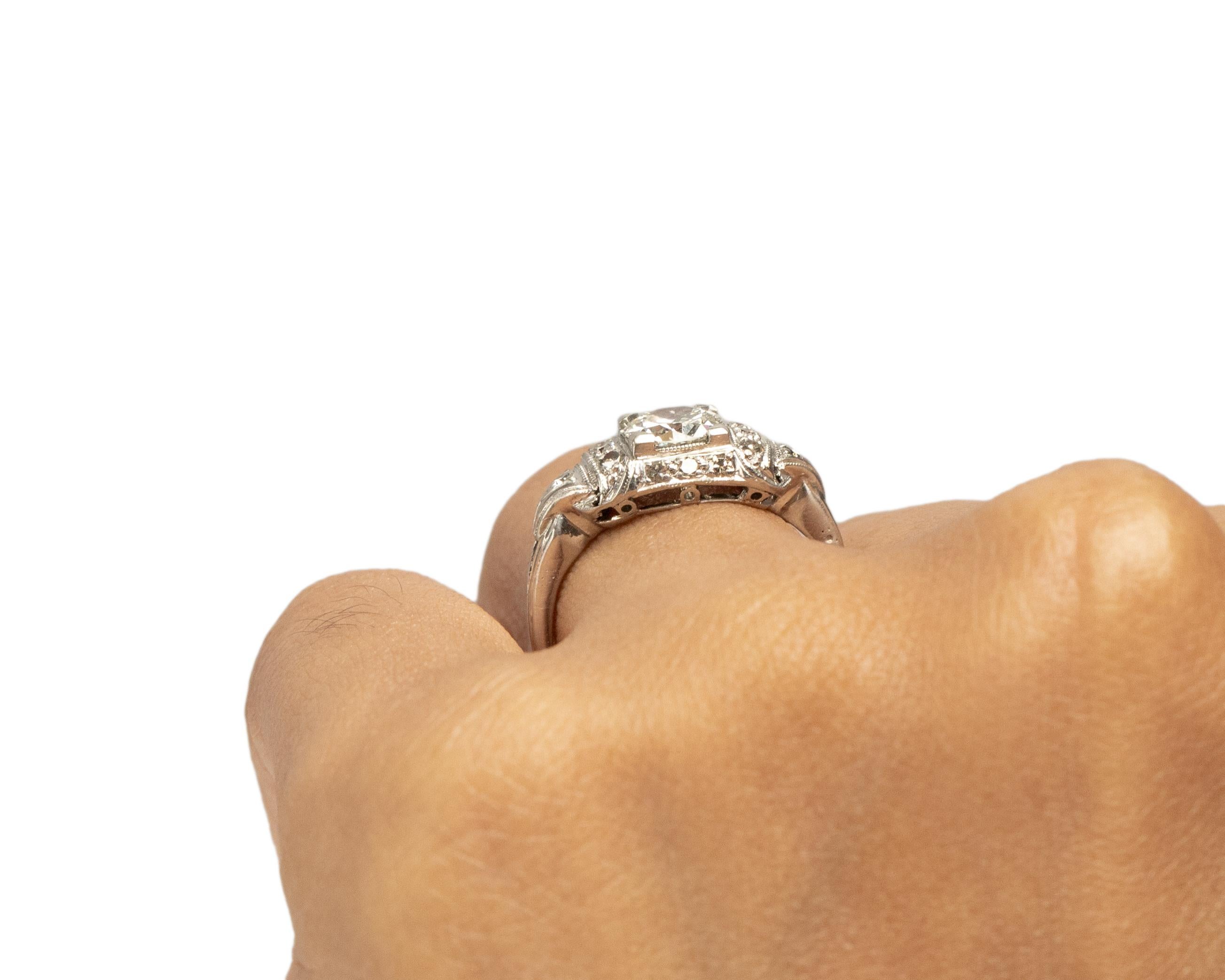 GIA .61 Carat Art Deco Platinum Engagement Ring For Sale 1