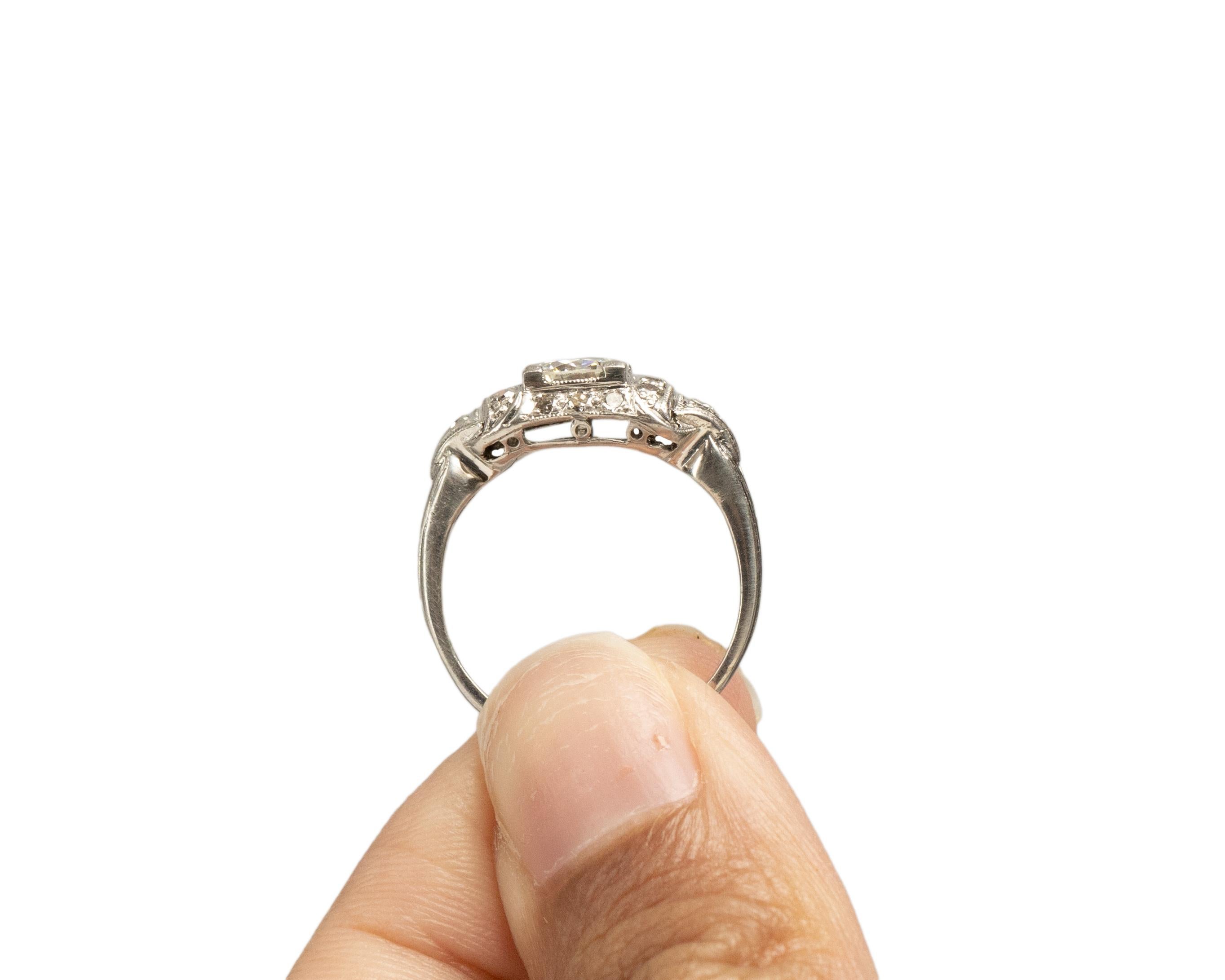 GIA .61 Carat Art Deco Platinum Engagement Ring For Sale 3