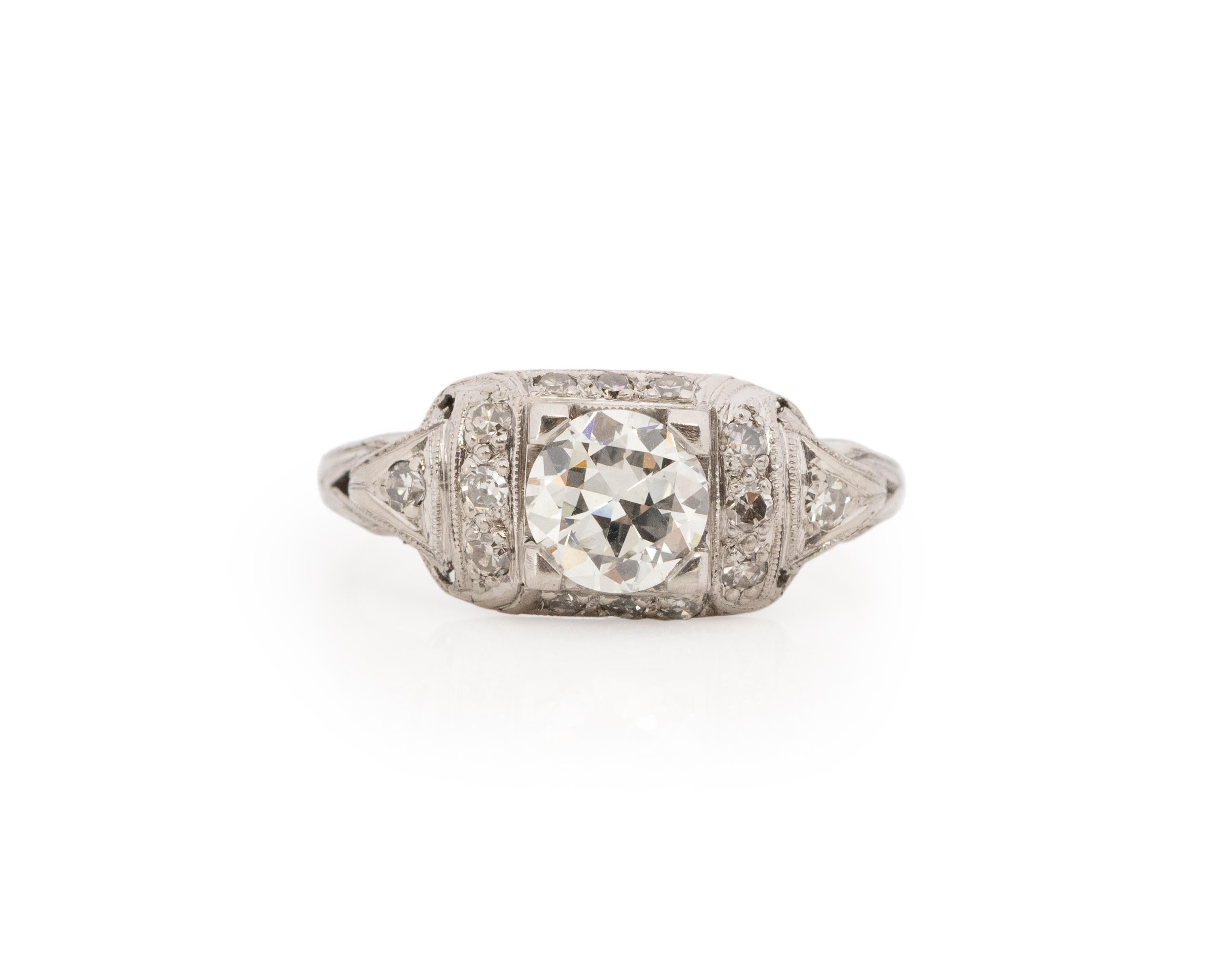 GIA .61 Carat Art Deco Platinum Engagement Ring For Sale