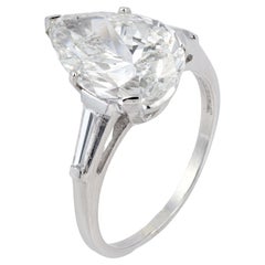 GIA 6.10 carat pear shape diamond platinum engagement ring