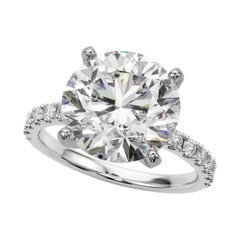 GIA 6.11ct Round Solitaire with Half Eternity 18K White Gold Diamond Ring
