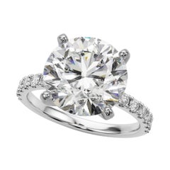 GIA 6.11ct Round Solitaire with Half Eternity 18K White Gold Diamond Ring (bague à diamant en or blanc 18K)