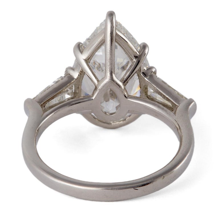 GIA 6.12 Carats Pear Cut Diamond Platinum Ring For Sale at 1stDibs