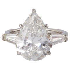 GIA 6.12 Carats Pear Cut Diamond Platinum Ring