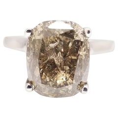 GIA 6.13 Carat Natural Fancy Dark Brown Cushion Cut Diamond Ring White Gold 14k