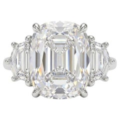 GIA-zertifizierter Diamantring mit drei Steinen (6,18 Karat, Old-Mine-Brillantschliff)