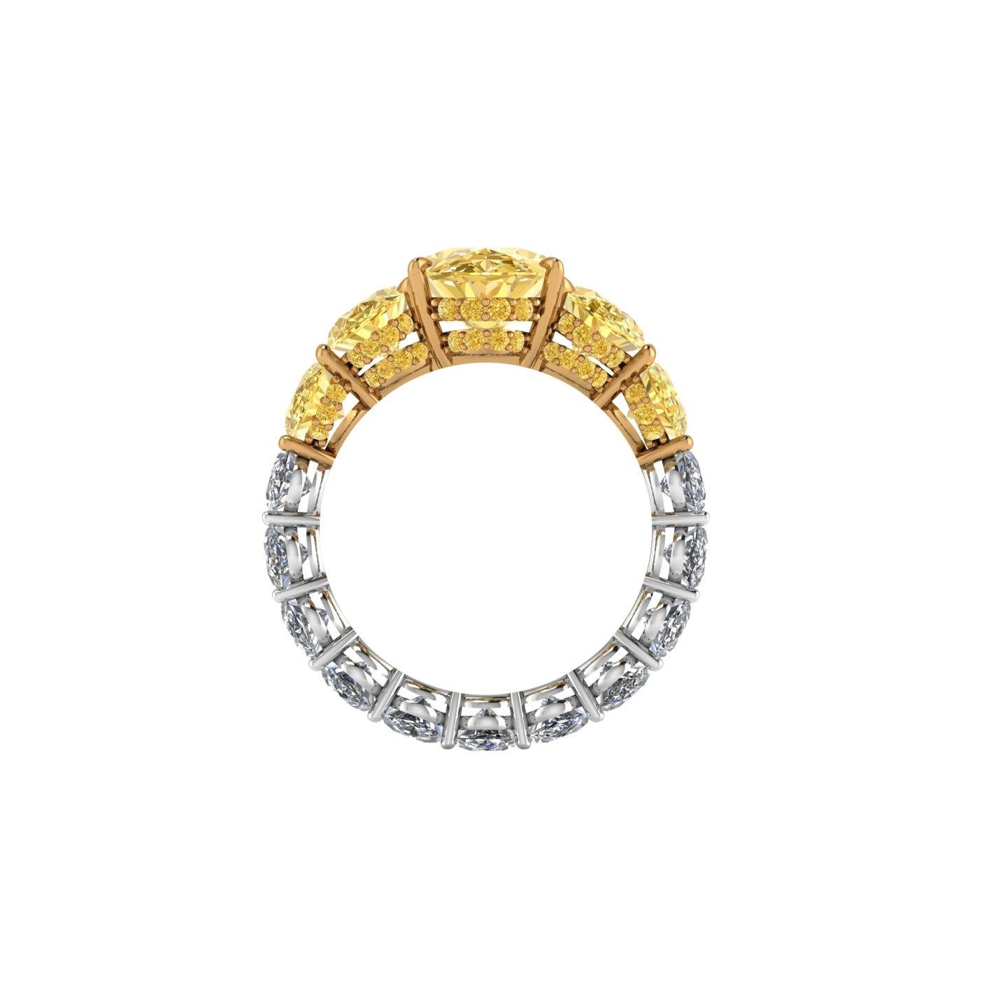 Contemporary GIA 6.22 Carat Oval Yellow Intense Diamonds 18 Karat Shank Platinum 950 Ring