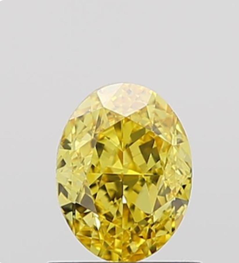 GIA 6.22 Carat Oval Yellow Intense Diamonds 18 Karat Shank Platinum 950 Ring 3