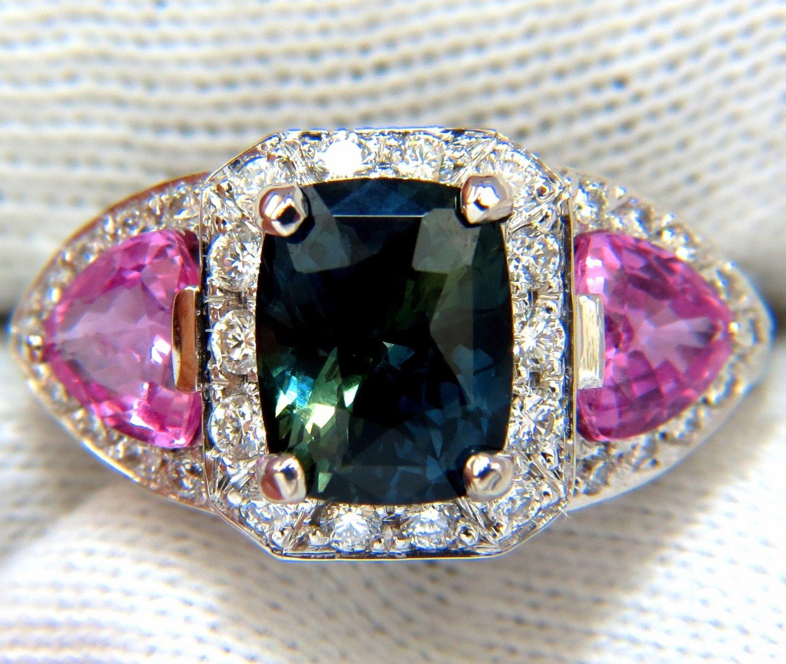 Bague en diamants et saphir bleu vert naturel non chauffé de 6,19 carats, certifié GIA, non chauffé Neuf - En vente à New York, NY