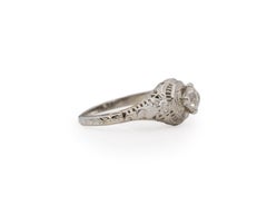 GIA .62 Carat Art Deco Diamond 18 Karat White Gold Engagement Ring