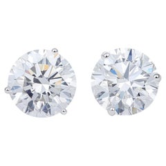 Boucles d'oreilles « Martini » en platine à trois griffes, serties de diamants GIA de 6,21 carats au total, pureté VS1