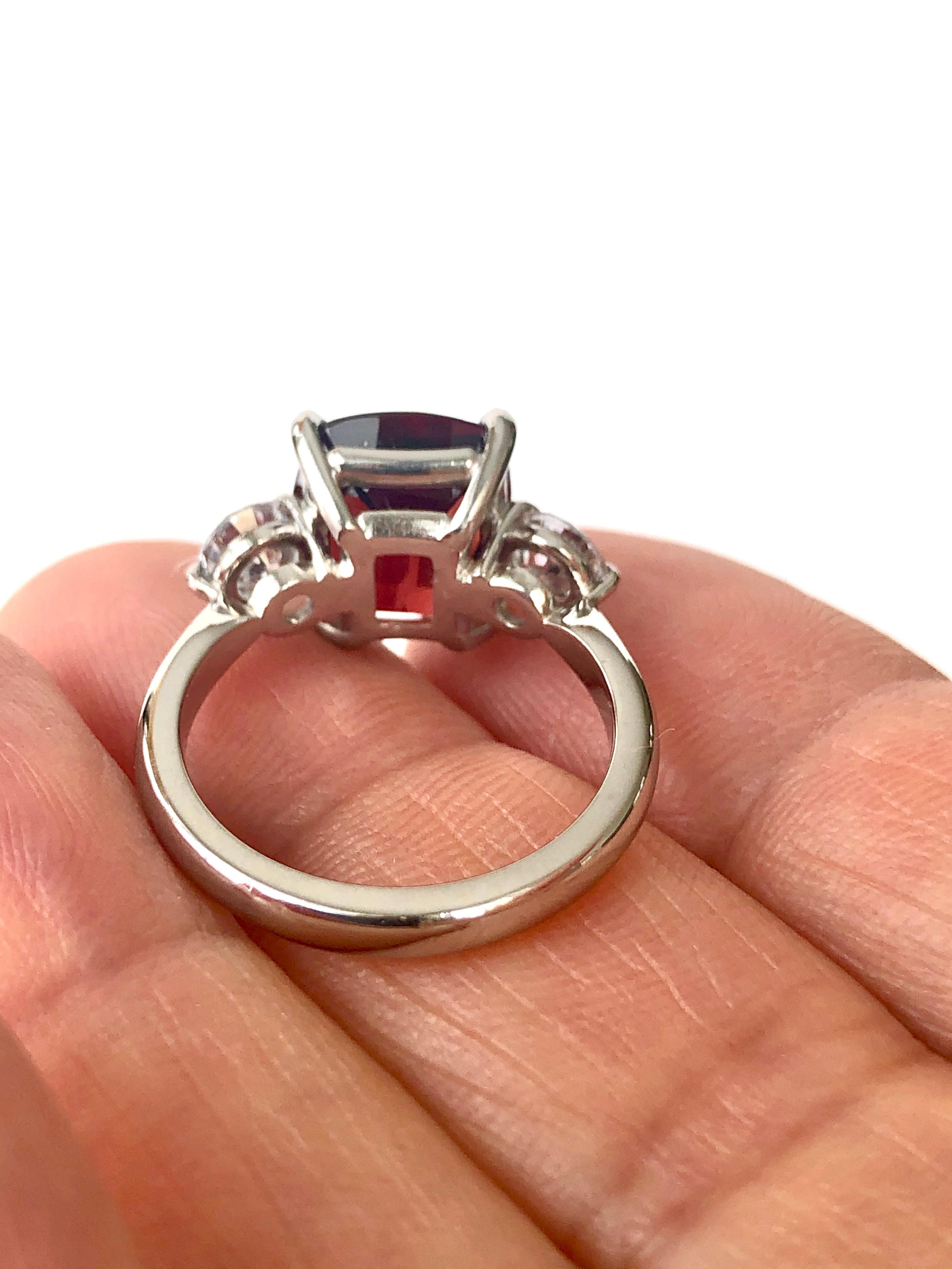 GIA 6.26 Carat Natural No Heat Burma Red Spinel Diamond Engagement Platinum Ring en vente 8