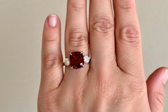 GIA 6.26 Carat Natural No Heat Burma Red Spinel Diamond Engagement Platinum Ring